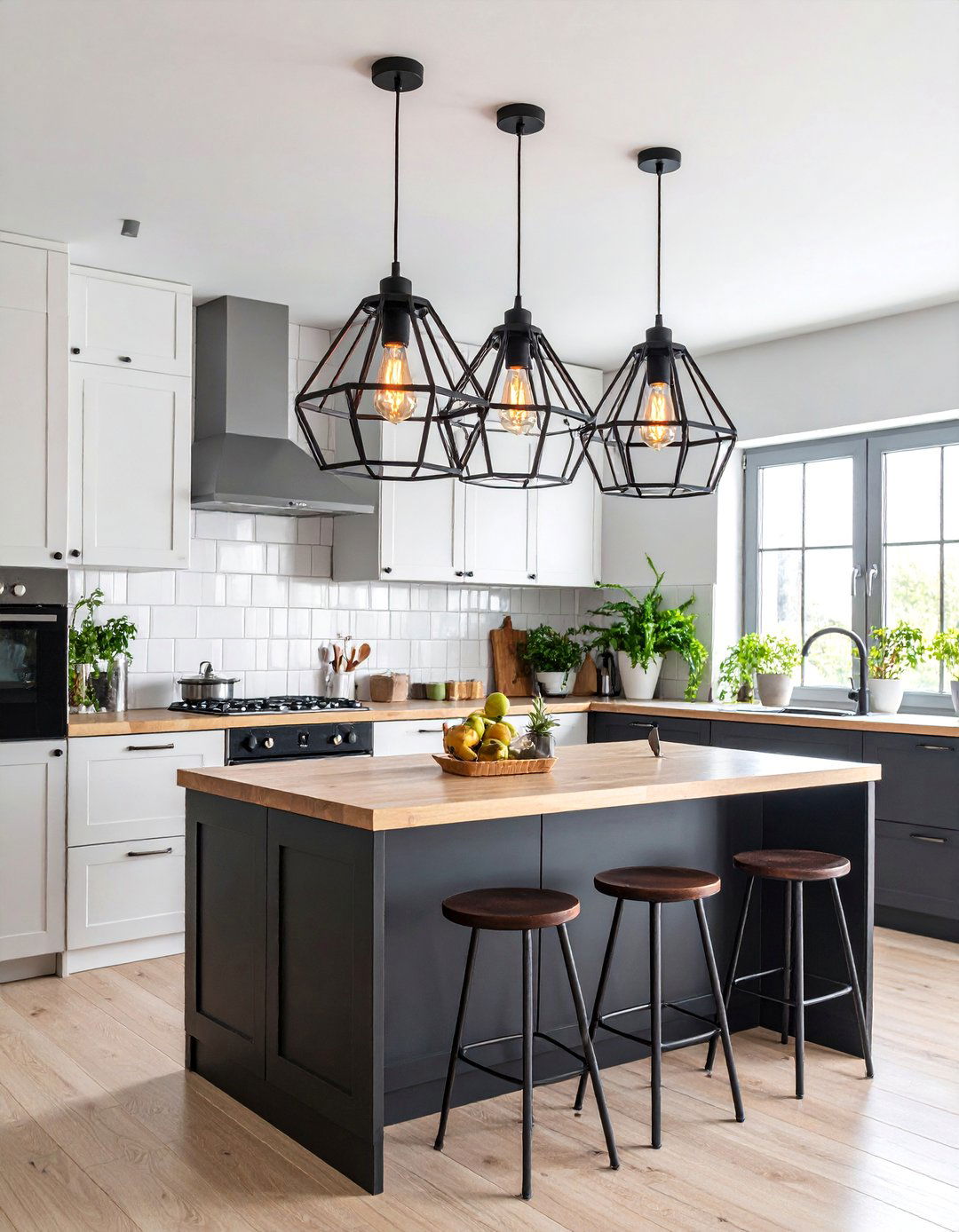 Modern Hexagonal Wire Frame Design - 25 Kitchen Island Lighting Ideas