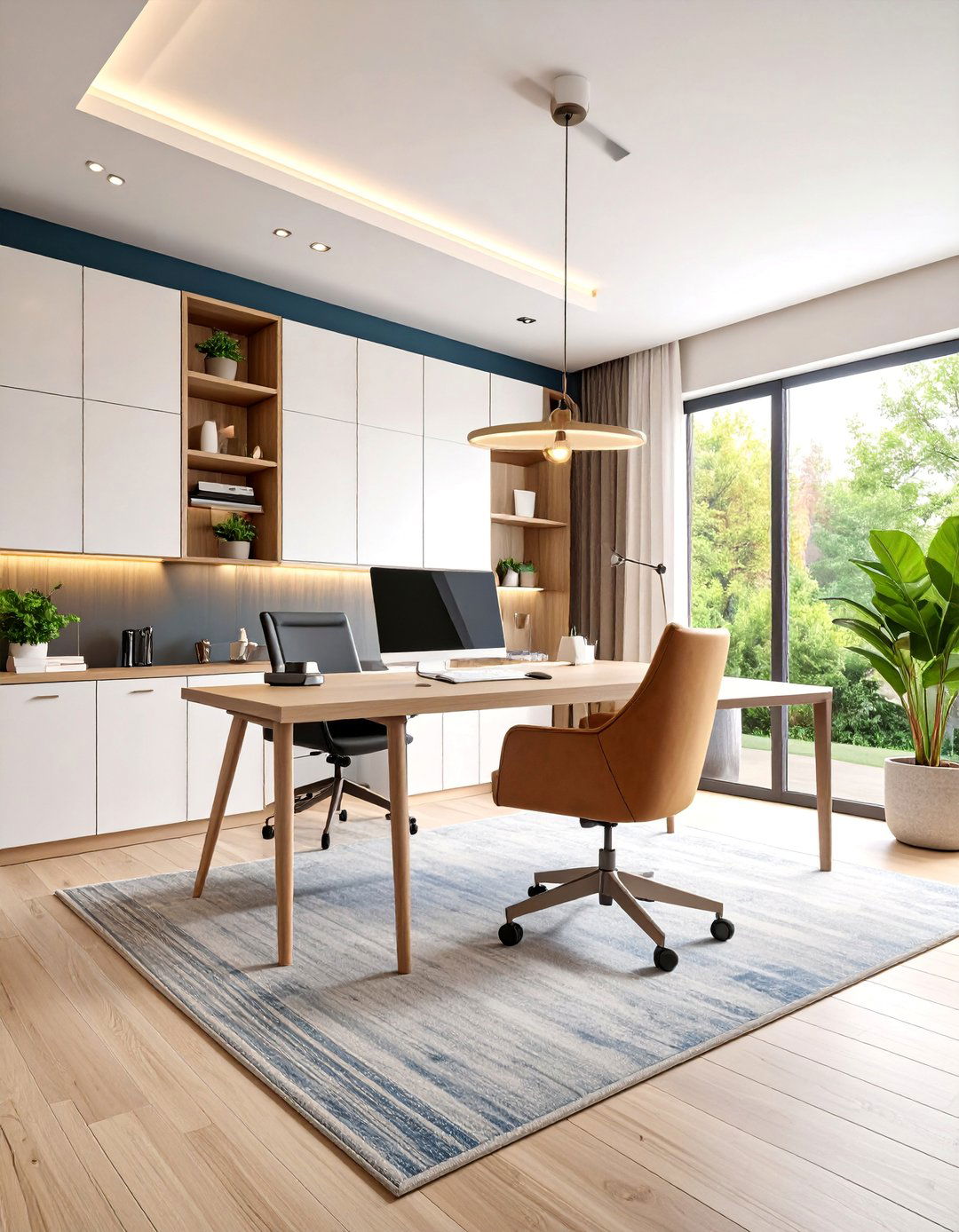 Modern Home Office with Built In Storage - 25 bonus room ideas