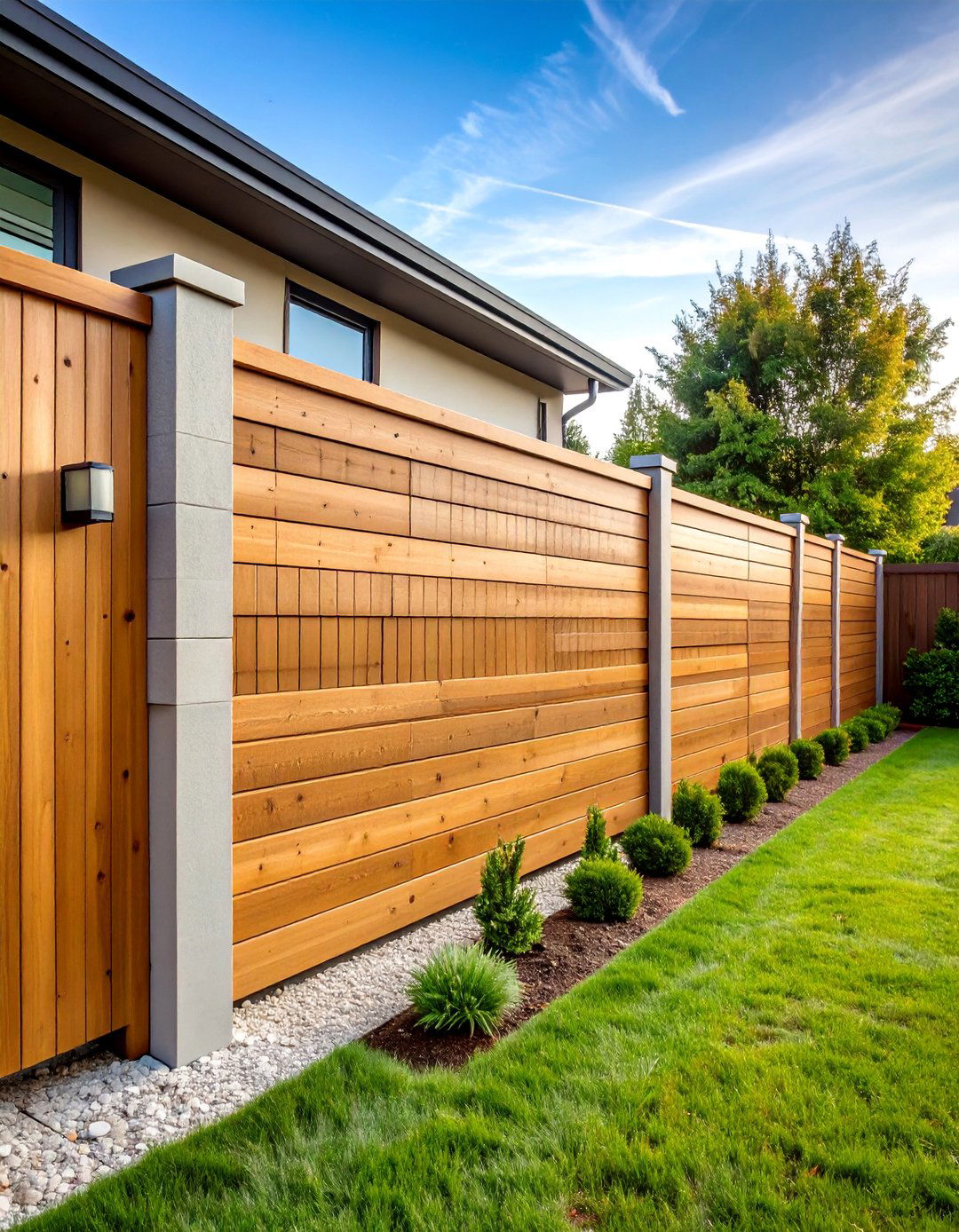 Modern Horizontal Slat Corner Fence - 25 Corner Fence Ideas