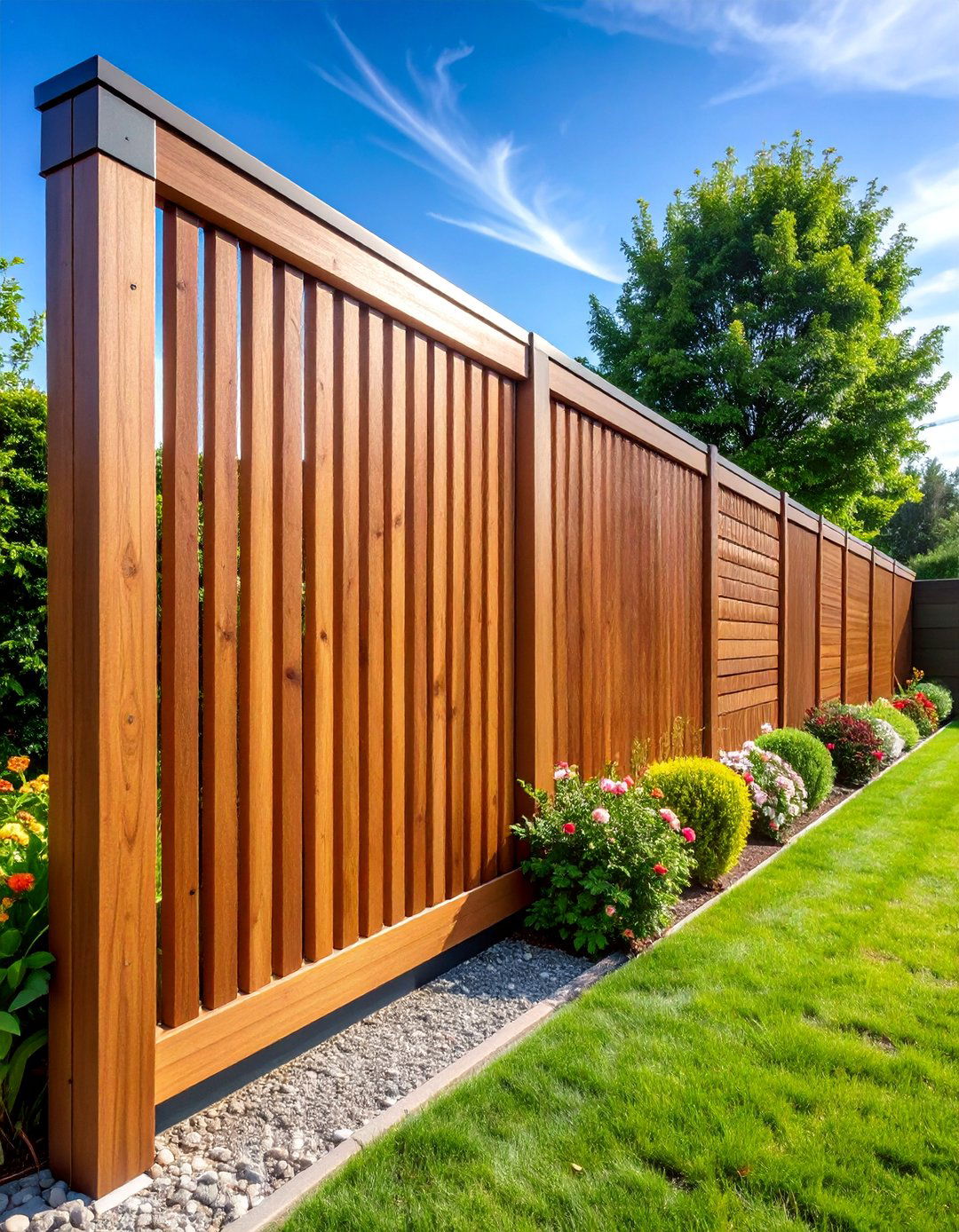 Modern Horizontal Slat Design - 25 Small Garden Fence Ideas