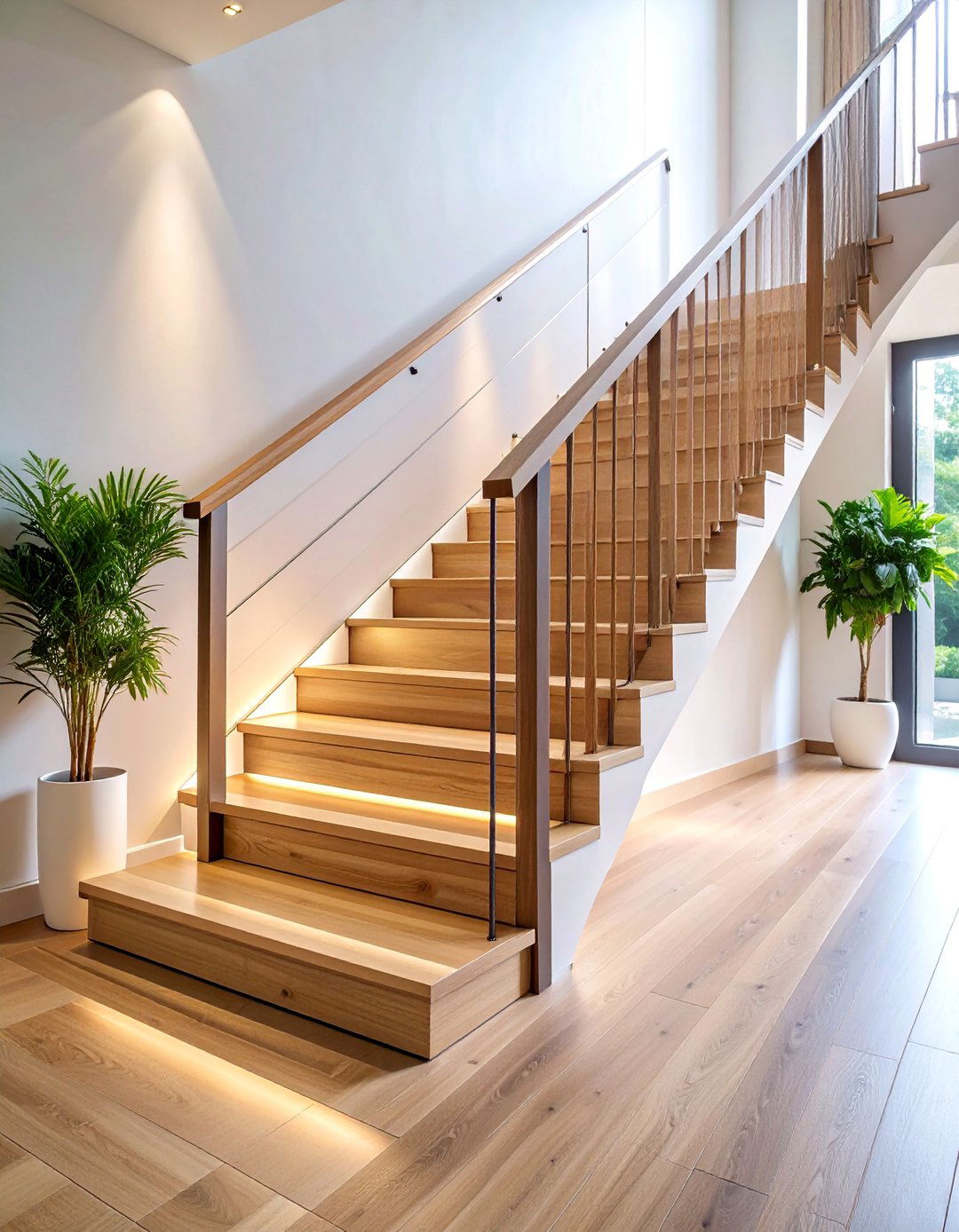 Modern Horizontal Wood Slat Railing - 25 Wood Stair Railing Ideas