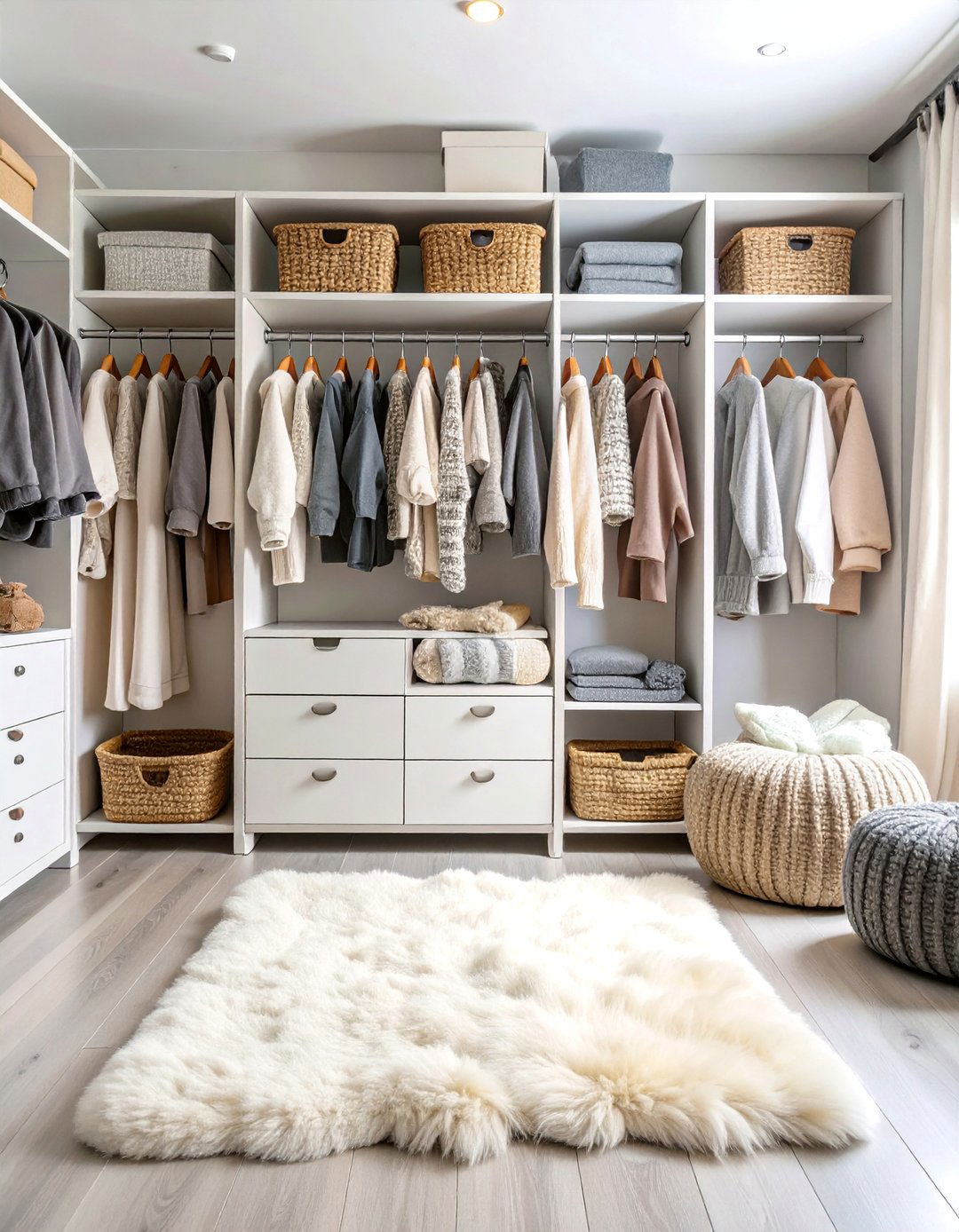 Modern Hygge Nursery Closet with Cozy Textures - 25 Nursery Closet Ideas