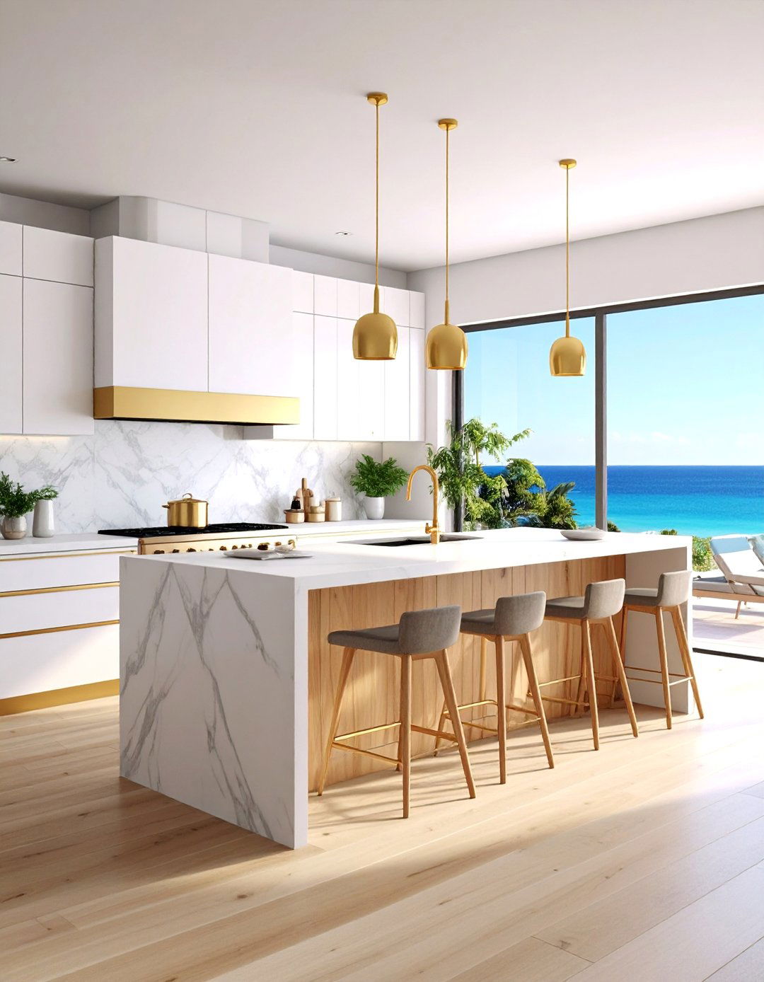 Modern Ibiza Kitchen with White and Natural Wood - 25 Mediterranean Kitchen Ideas