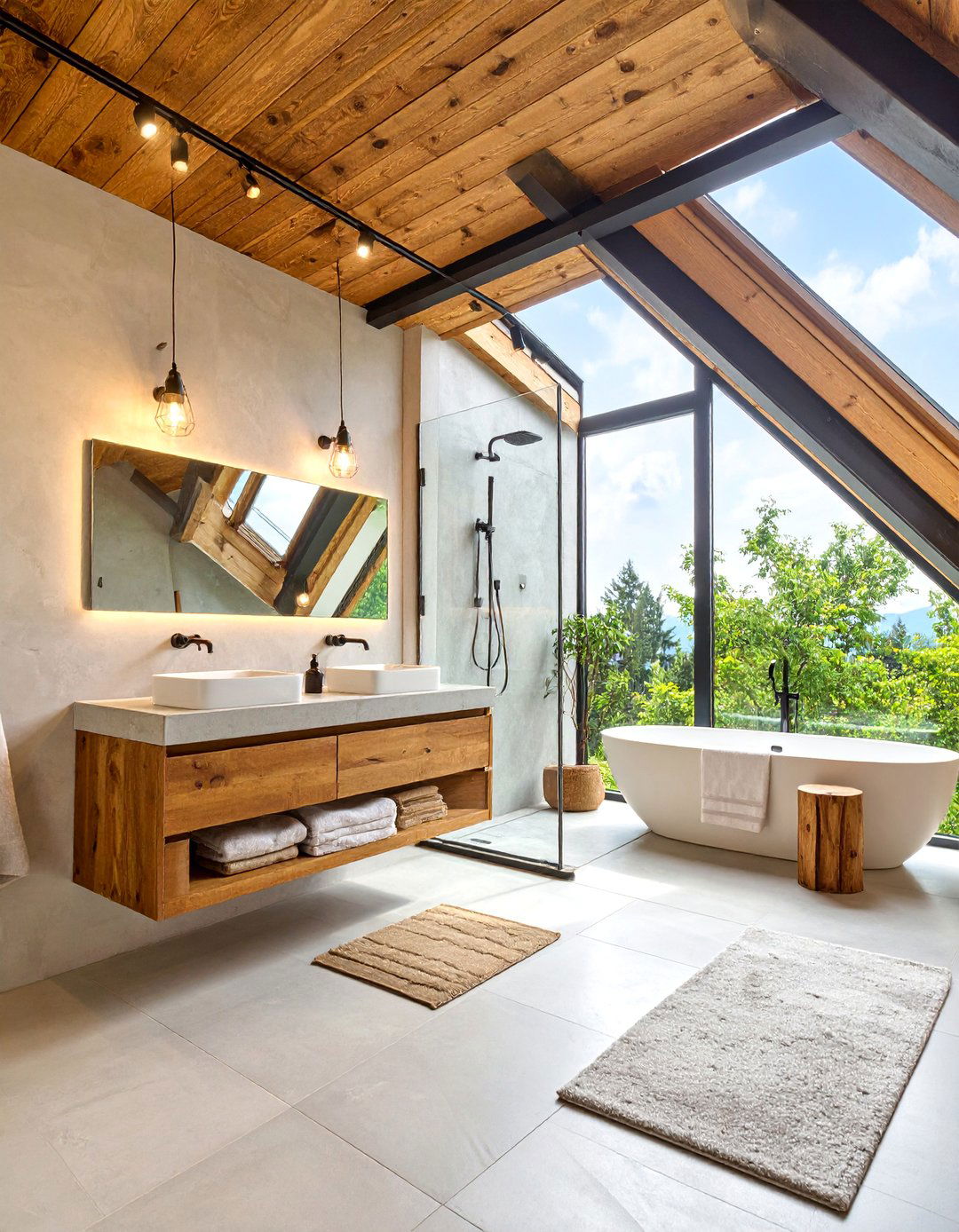 Modern Industrial Attic Bathroom with Steel Accents - 25 Attic Bathroom Ideas