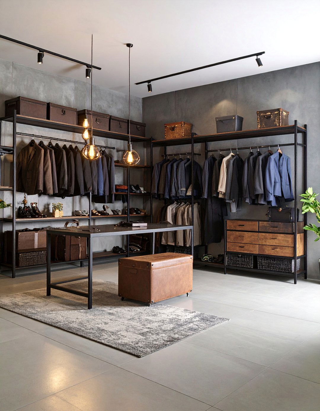Modern Industrial Dressing Room with Steel Accents - 25 Small Dressing Room Ideas