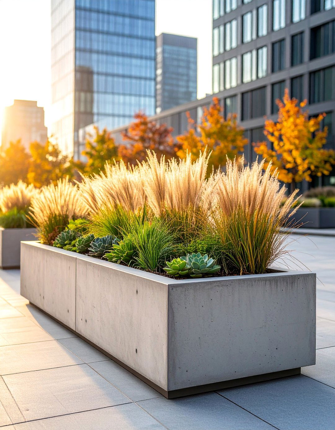 Modern Industrial Fall Flower Box with Architectural Plants - 25 Fall Flower Box Ideas