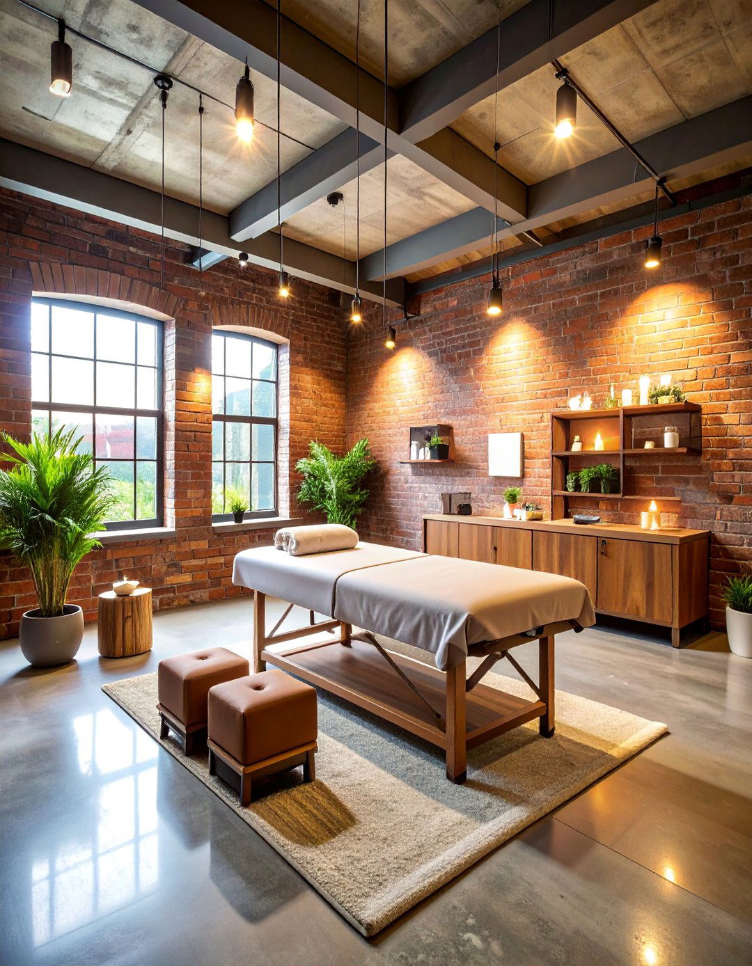 Modern Industrial Massage Room with Urban Edge - 25 Massage Room Setup Ideas