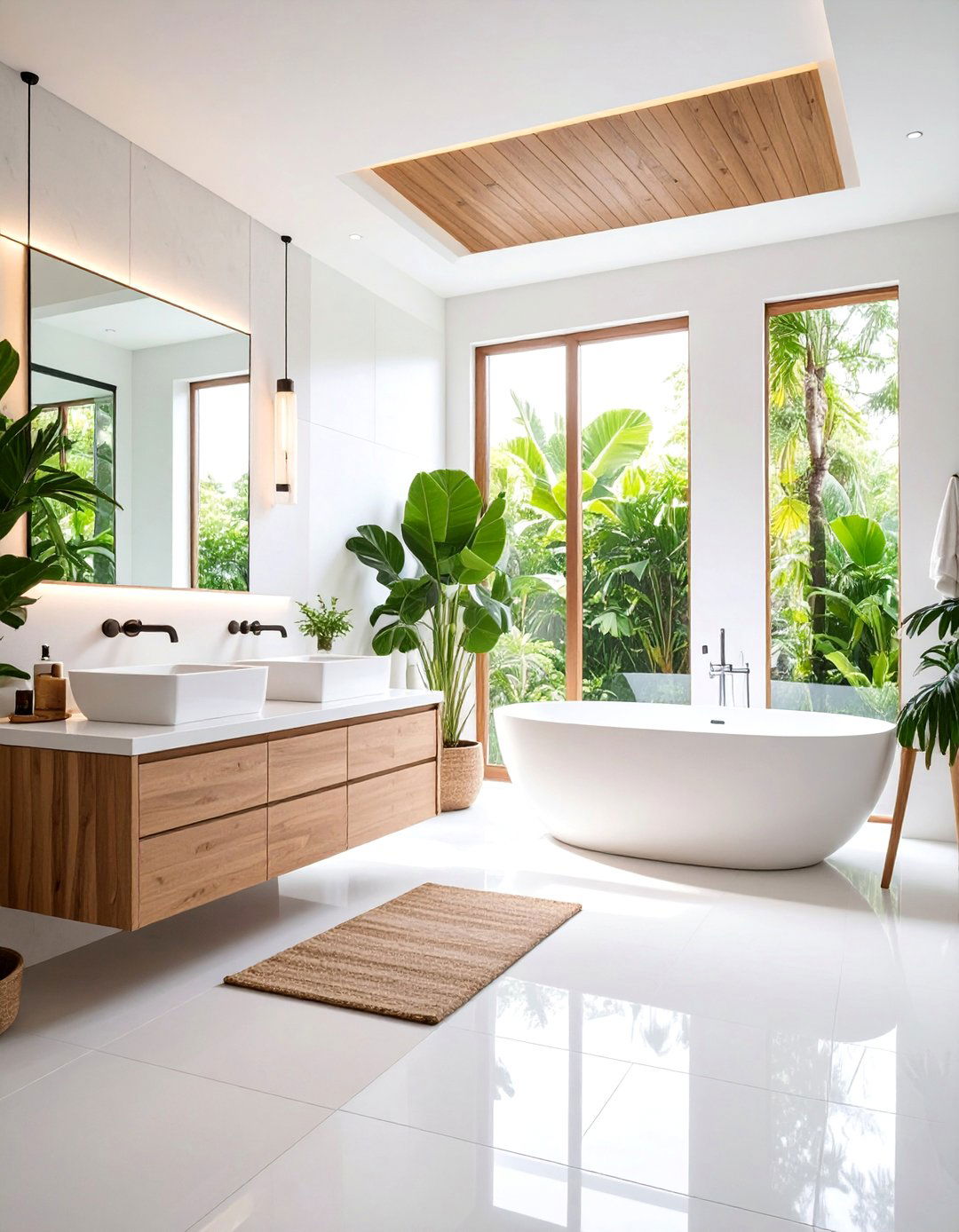 Modern Large Format White Tile Spa Bathroom - 25 White Tile Bathroom Ideas