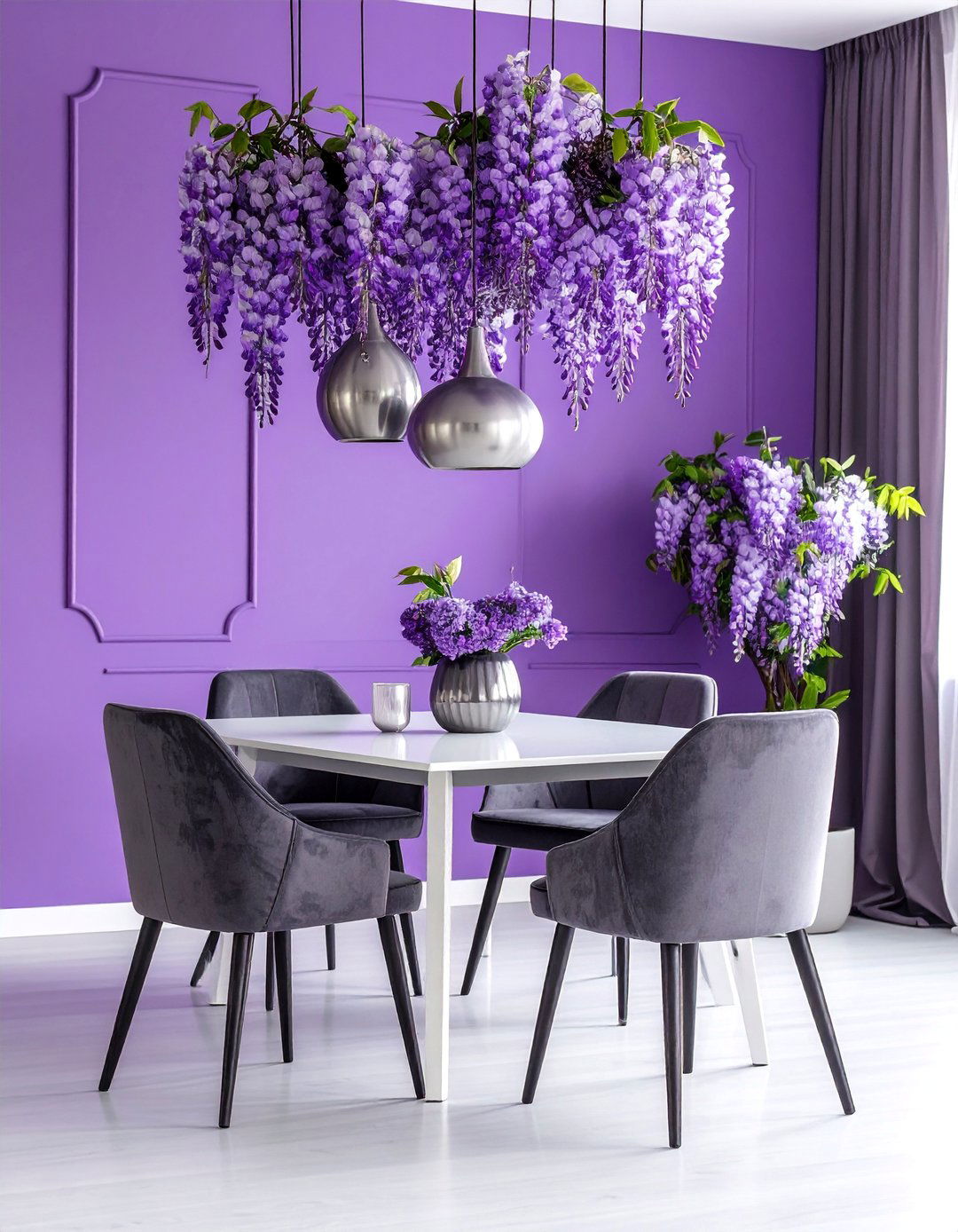 Modern Lavender Minimalist Elegance - 25 Purple Dining Room Ideas