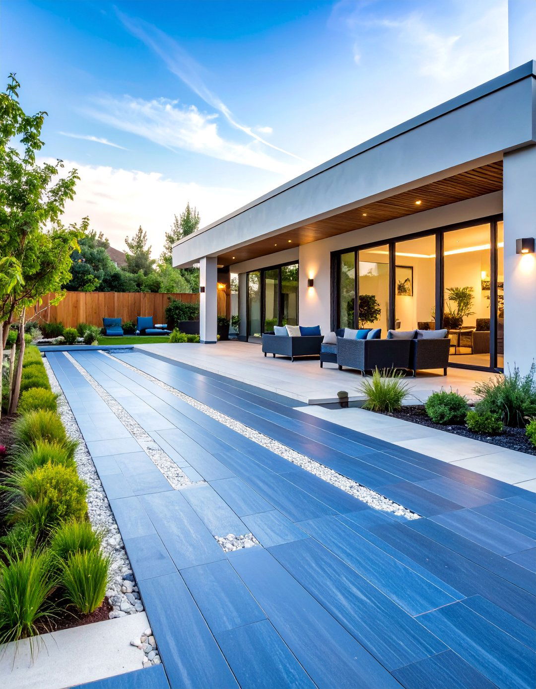 Modern Linear Bluestone Patio - 25 Bluestone Patio Ideas