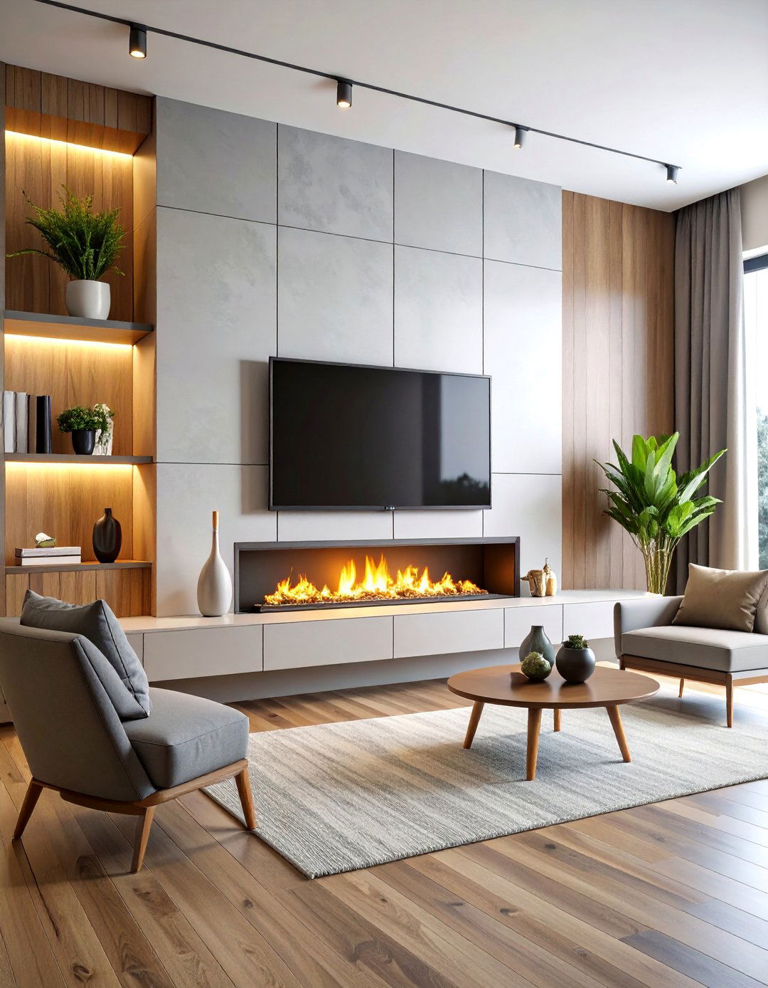 Modern Linear Minimalist Electric Fireplace Wall - 25 Electric Fireplace Ideas With Tv Above
