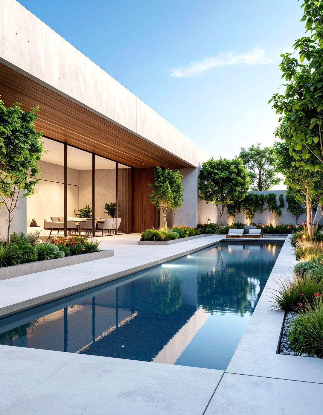 Modern Linear Water Channel Pond - 25 Raised Garden Pond Ideas
