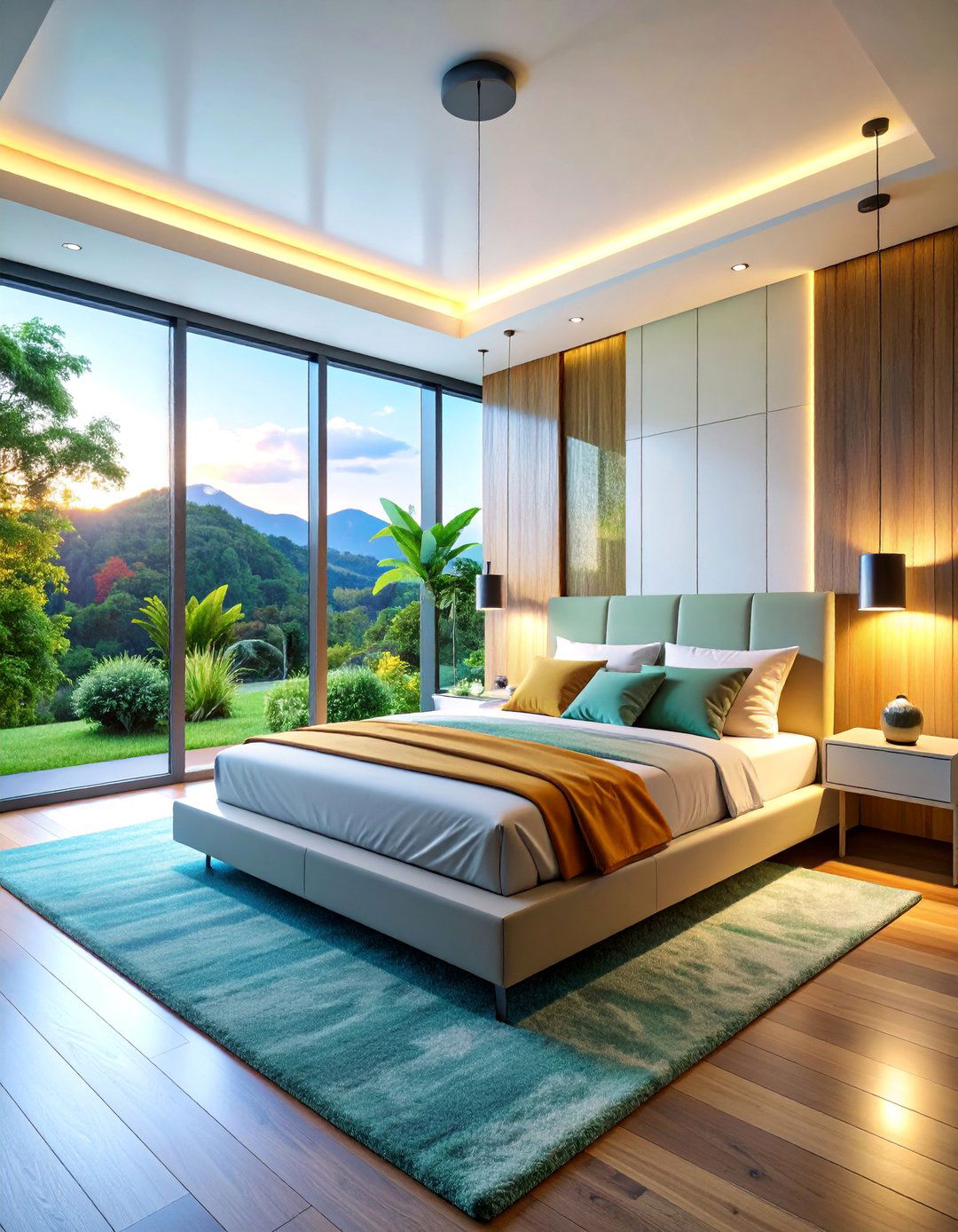 Modern Luxury Bedroom with Smart Home Technology and Clean Lines - 25 Large Bedroom Design Ideas