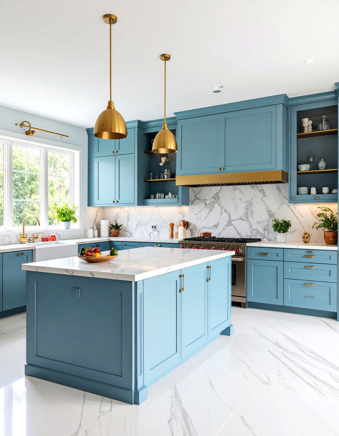 Modern Marble Backsplash Statement Wall - 25 Kitchen Wall Decor Ideas