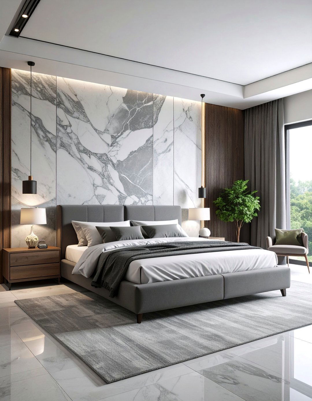 Modern Marble Effect in Gray - 25 Bedroom Wallpaper Ideas