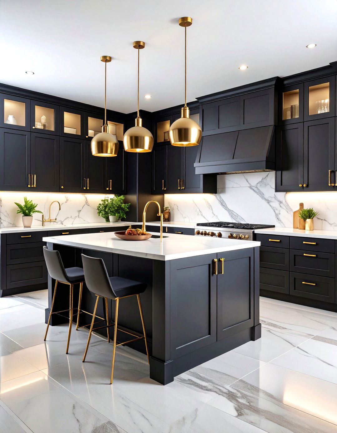 Modern Matte Black Shaker Kitchen with Brass Accents - 25 kitchens with beautiful black cabinets