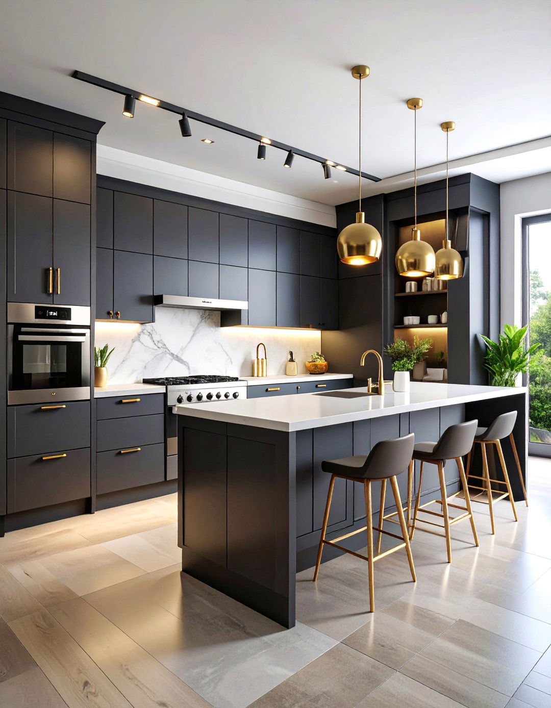 Modern Matte Black and Light Gray Two Tone Design - 25 Gray and Black Kitchen Ideas