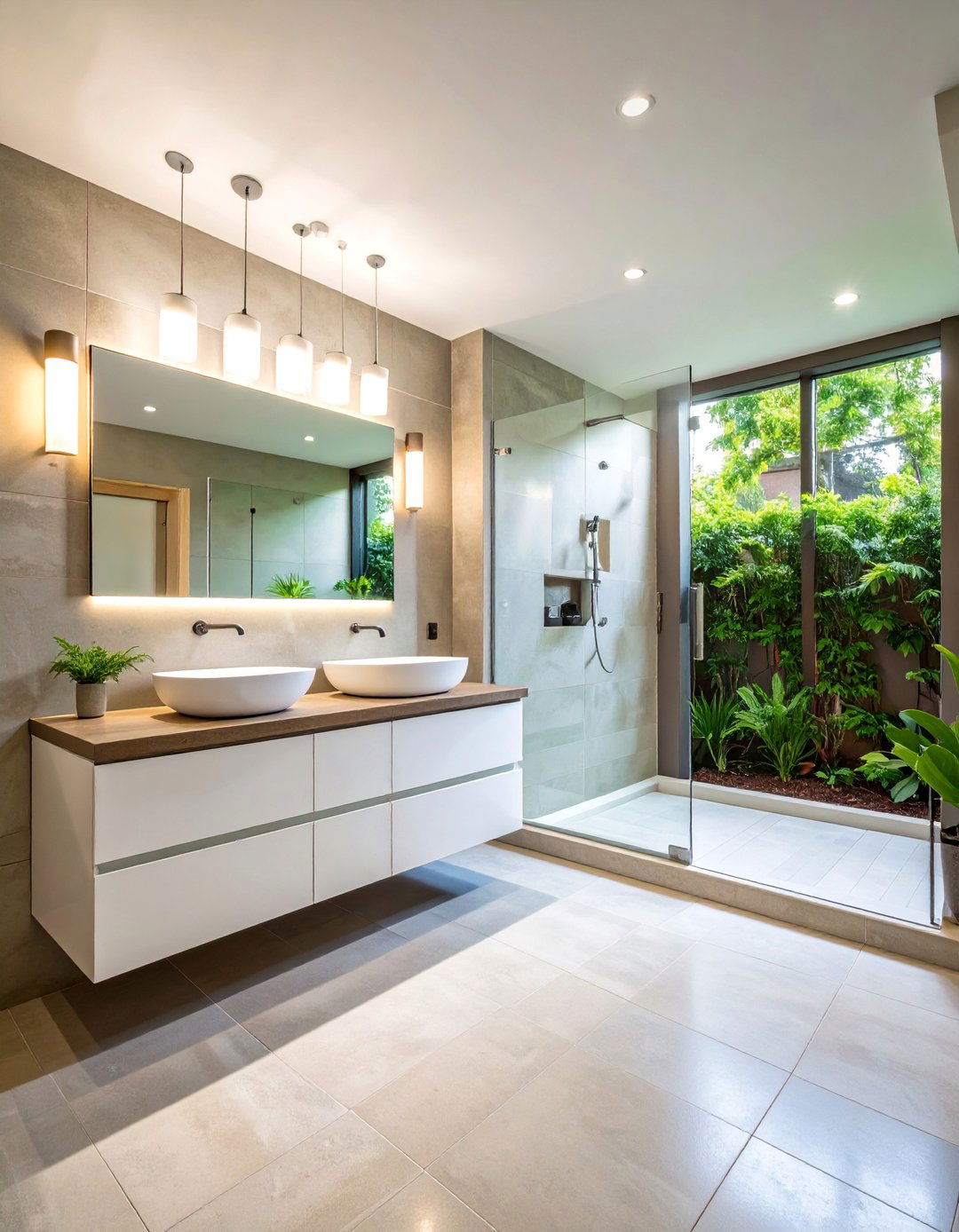Modern Minimalist Basement Bathroom with Floating Vanity - 25 Basement Bathroom Ideas