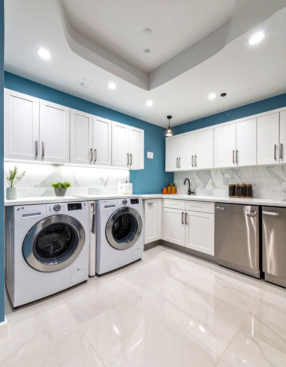 Modern Minimalist Basement Laundry with Clean Lines - 25 basement laundry room ideas