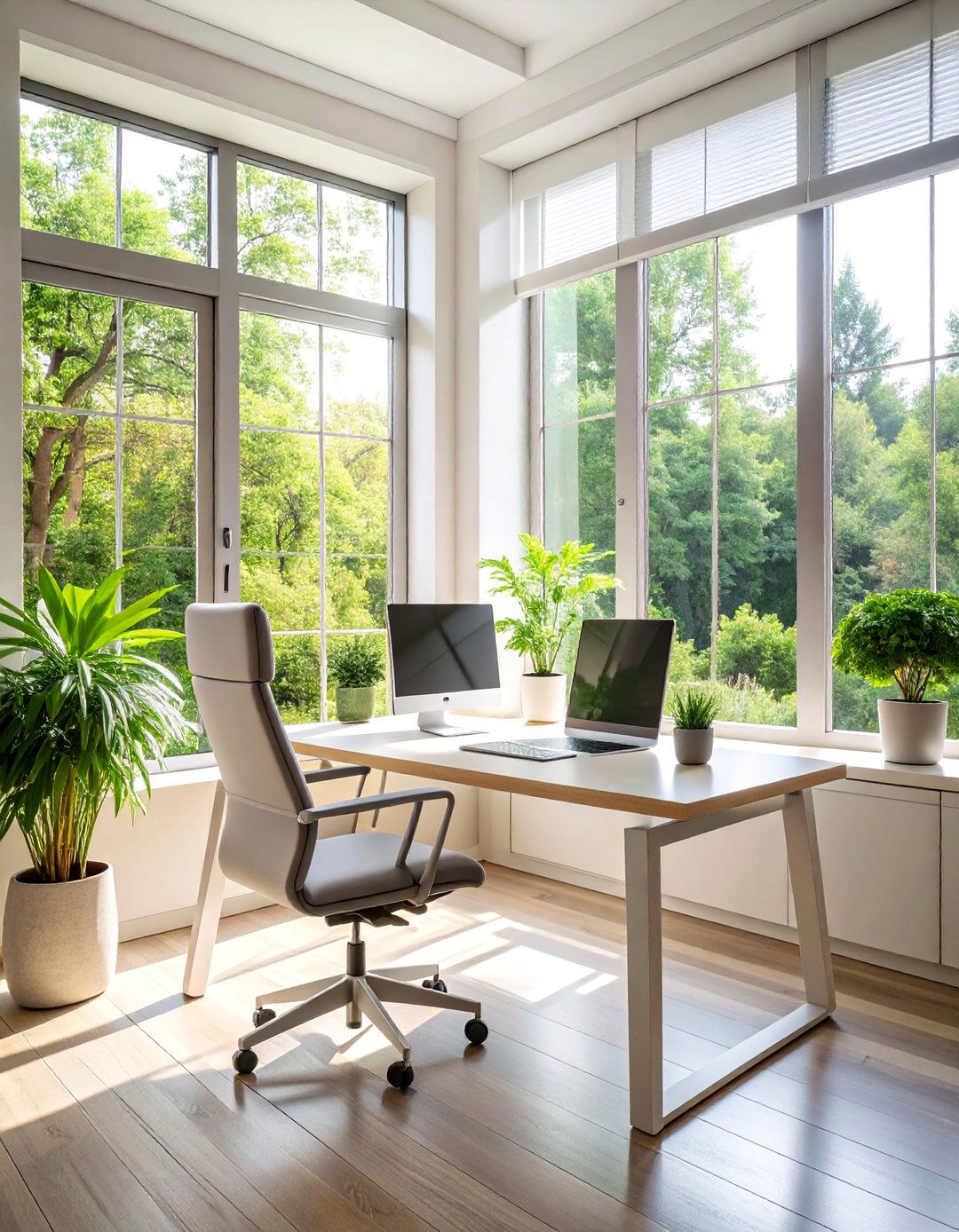 Modern Minimalist Bay Window Workspace - 25 Bay Window Ideas