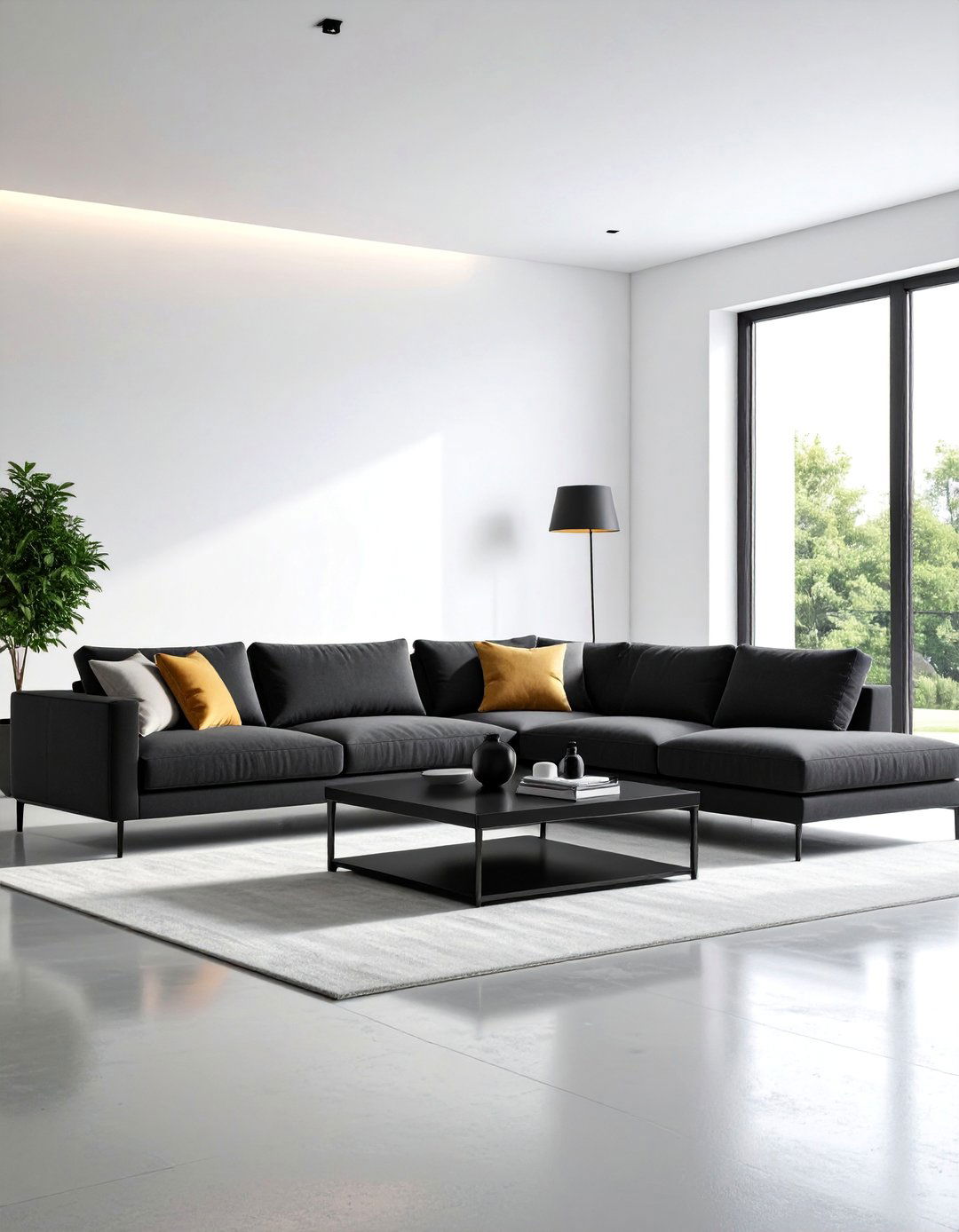 Modern Minimalist Black Living Room - 25 Black Living Room Ideas