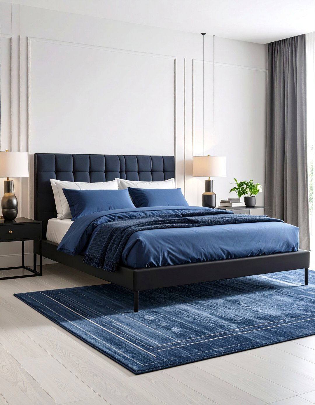 Modern Minimalist Black and Blue Bedroom - 25 Black and Blue Bedroom Ideas