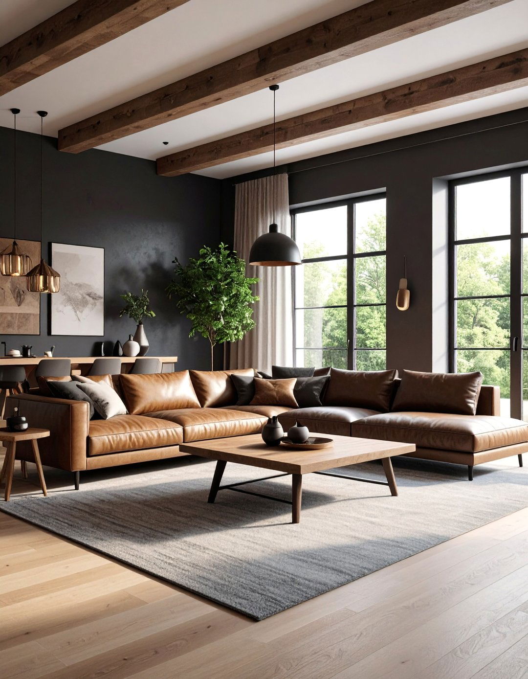 Modern Minimalist Black and Brown Living Room - 25 Black and Brown Living Room Ideas