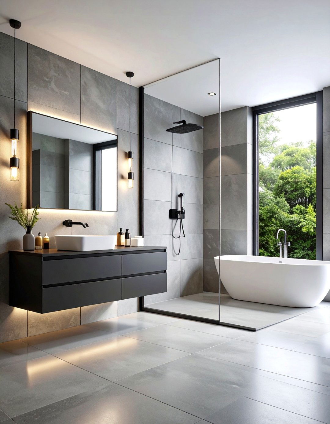 Modern Minimalist Black and Grey Bathroom - 25 Black and Grey Bathroom Ideas
