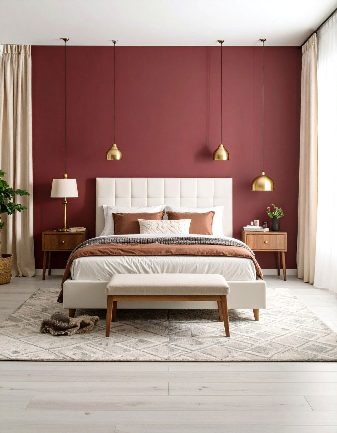 Modern Minimalist Burgundy Sanctuary - 25 Burgundy Bedroom Ideas
