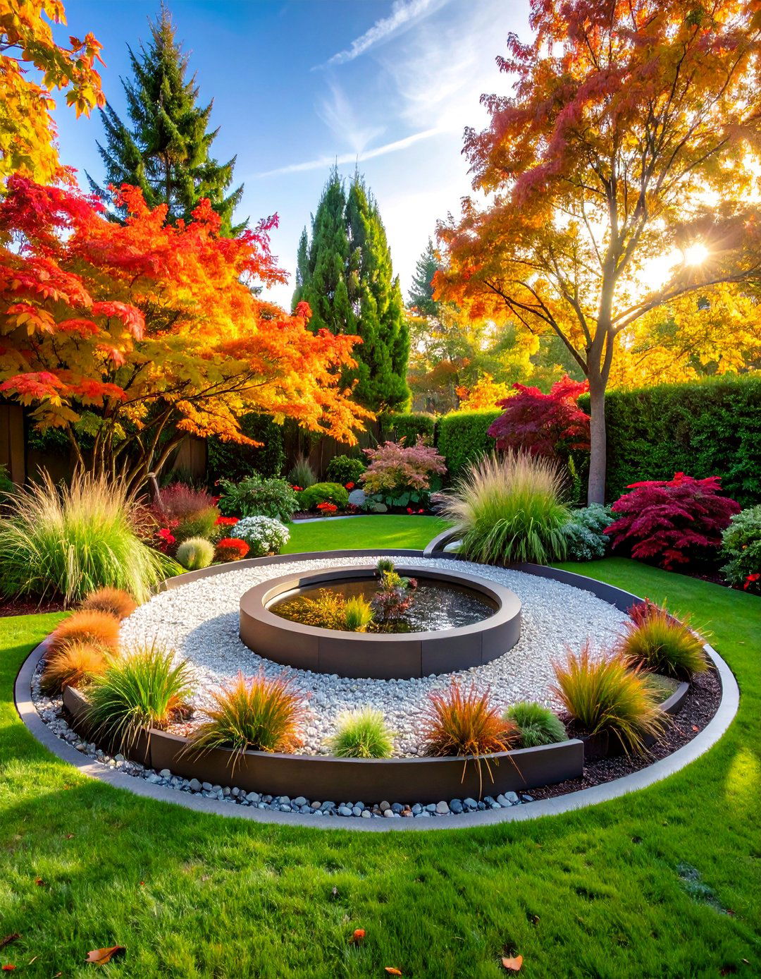 Modern Minimalist Circle with Architectural Plants - 25 Round Garden Bed Ideas