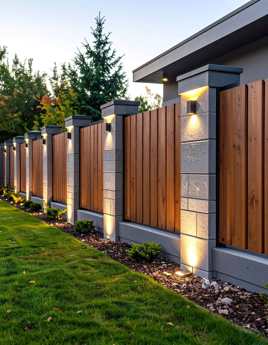Modern Minimalist Concrete Block Privacy Fence - 25 Concrete Block Fence Ideas