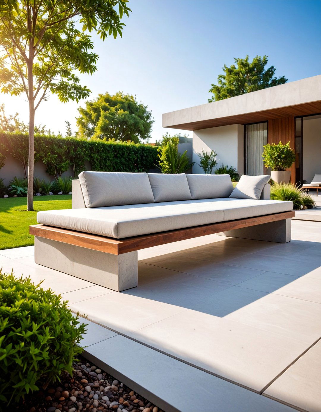 Modern Minimalist Concrete Garden Bench - 25 Garden Bench Ideas