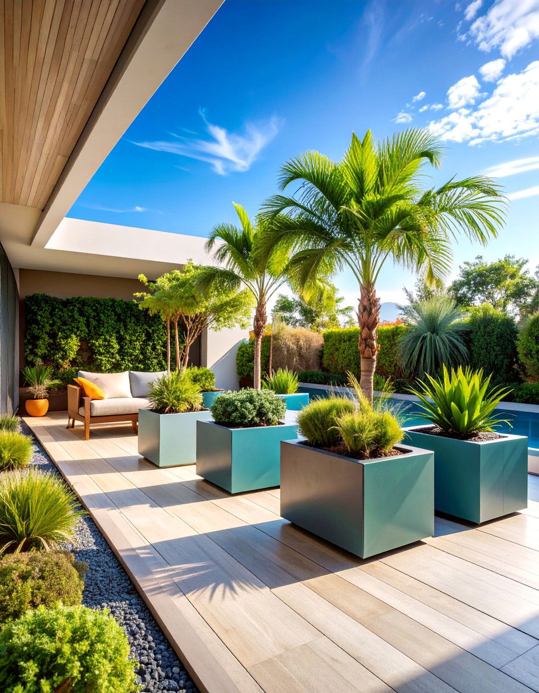 Modern Minimalist Container Arrangement - 25 Patio Small Garden Ideas