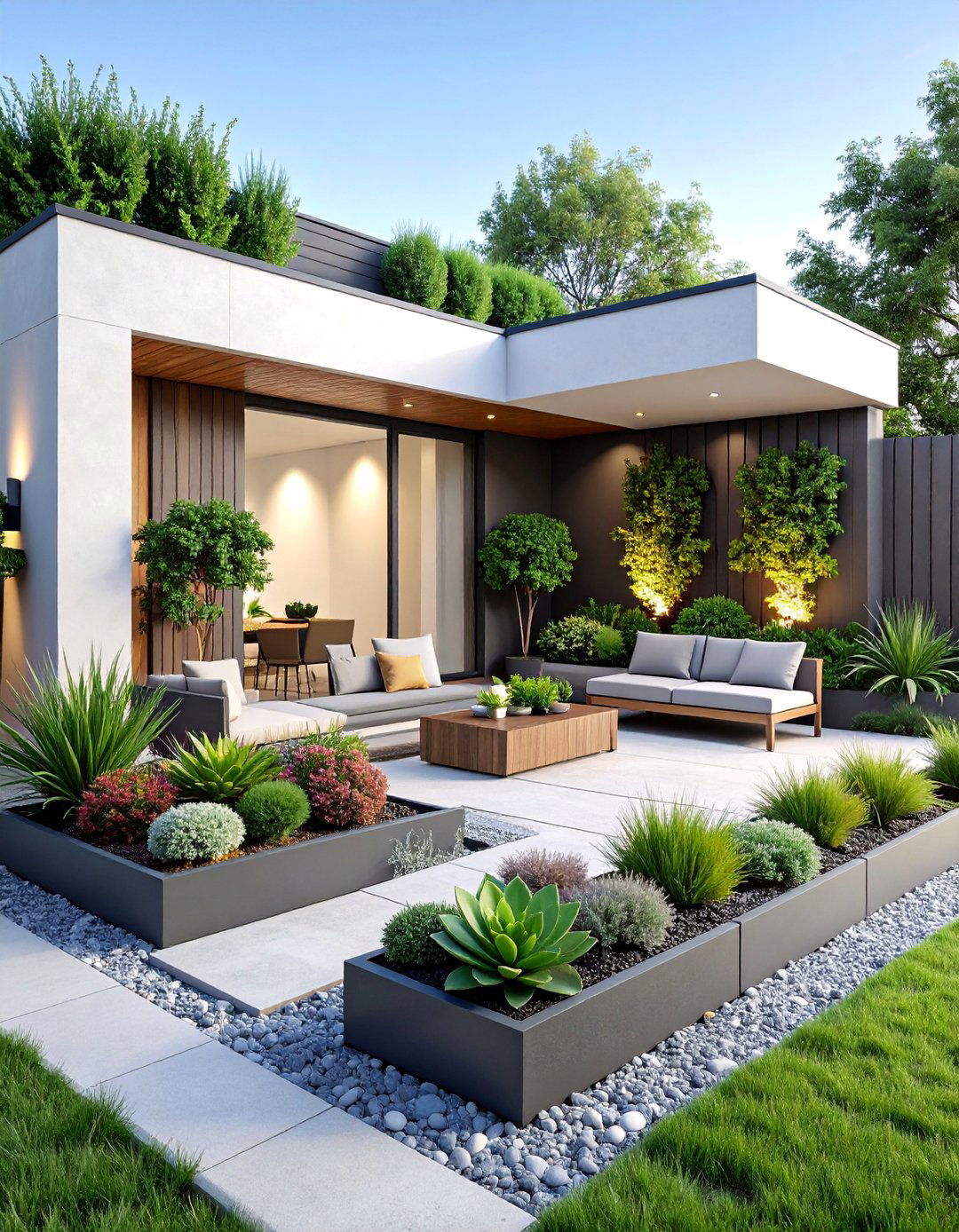 Modern Minimalist Corner with Architectural Plants - 25 Corner Garden Ideas
