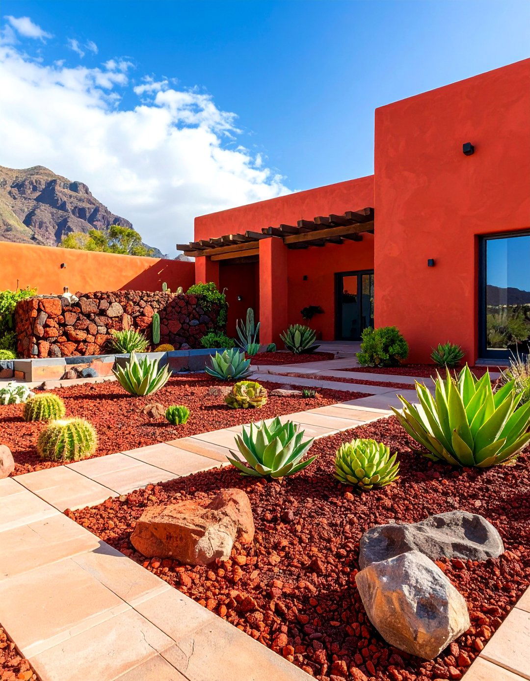 Modern Minimalist Courtyard with Lava Features - 25 Red Lava Rock Landscaping Ideas