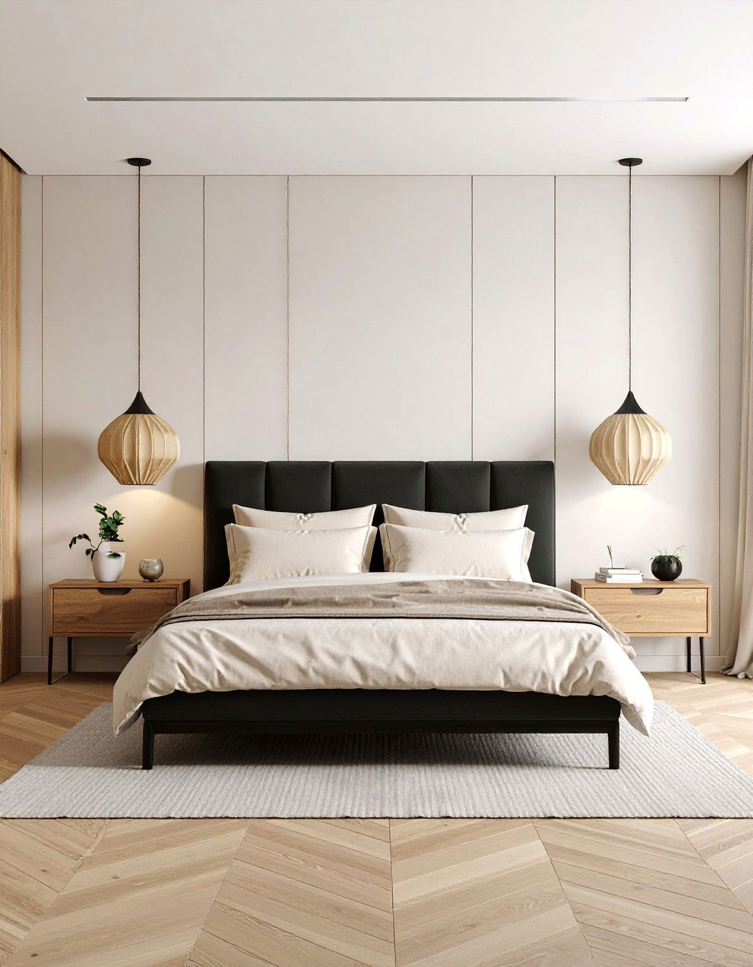 Modern Minimalist Cream and Black Bedroom - 25 Cream and Black Bedroom Ideas