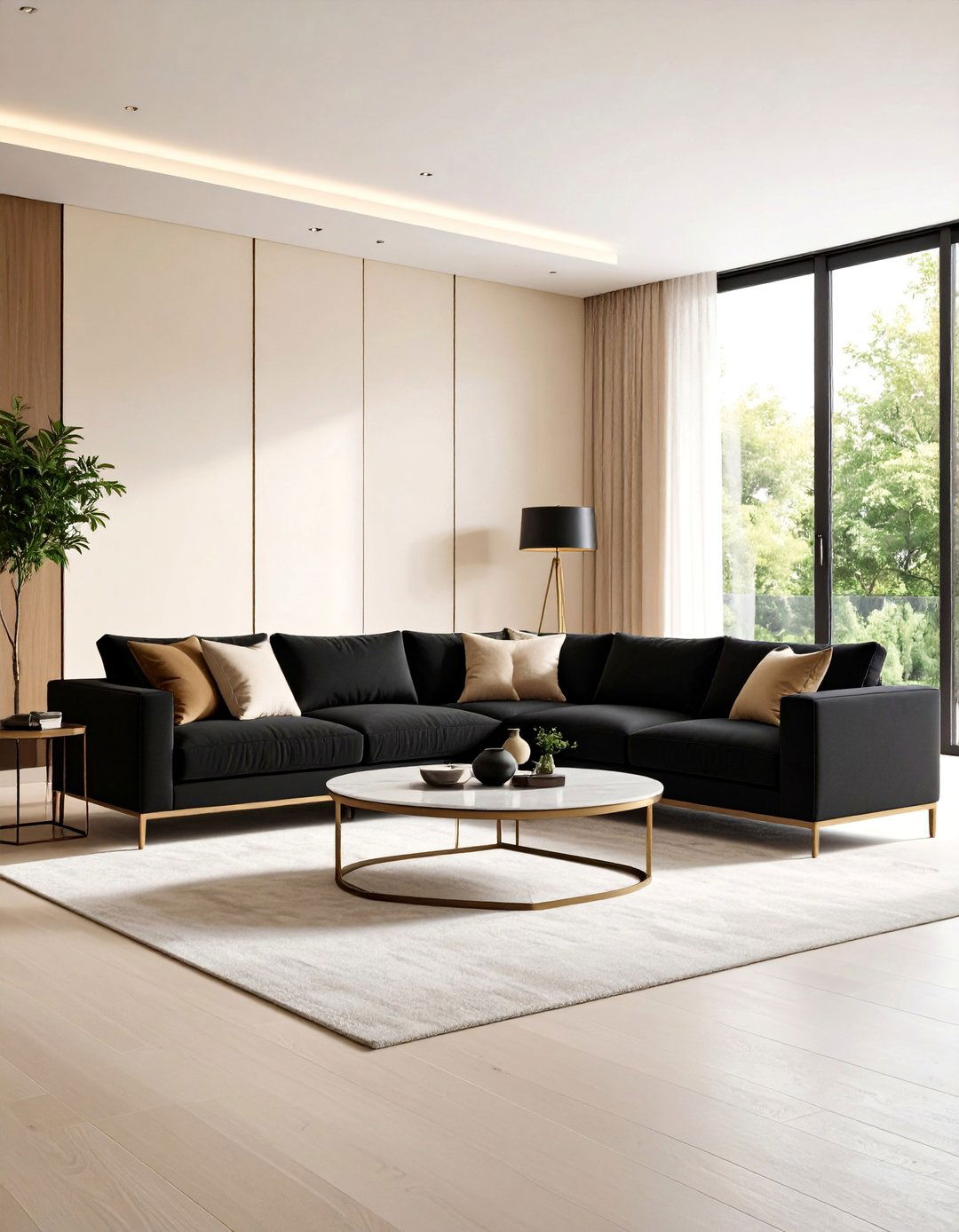 Modern Minimalist Cream and Black Living Room - 25 Cream and Black Living Room Ideas