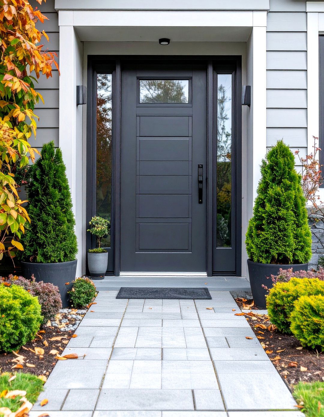 Modern Minimalist Dark Gray Door with Clean Lines - 25 Dark Gray Front Door Ideas