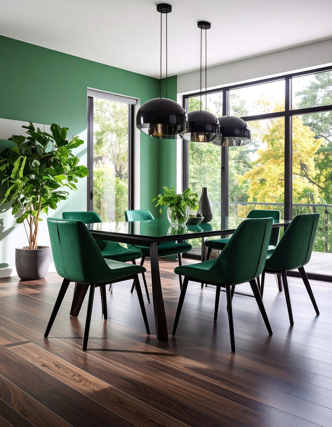 Modern Minimalist Dark Wood Floor Dining Room with Clean Lines - 25 dark wood floor dining room ideas