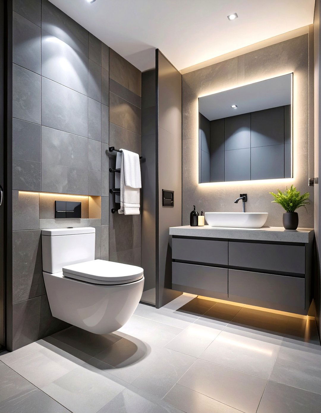 Modern Minimalist Downstairs Toilet with Floating Vanity - 25 Downstairs Toilet Ideas