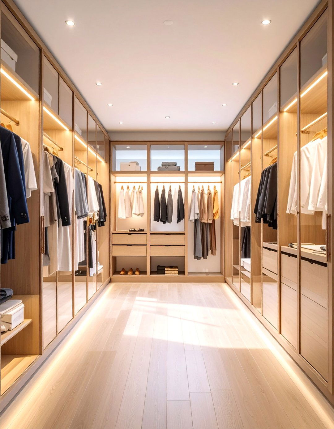 Modern Minimalist Dressing Room with Glass Cabinets - 25 Dressing Room Ideas