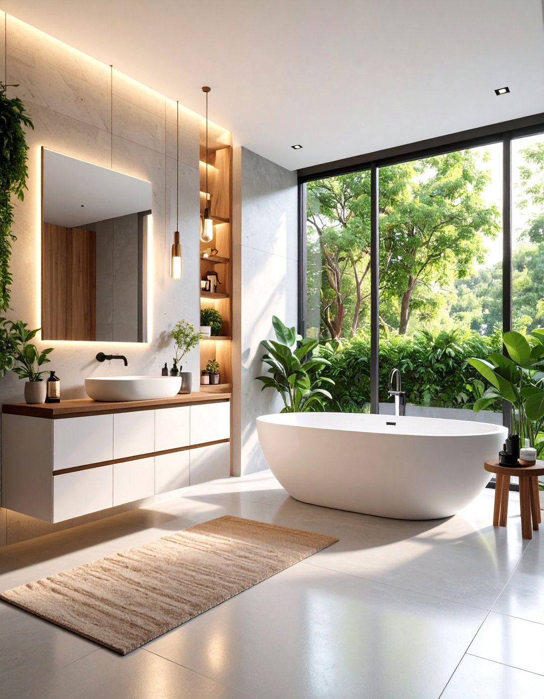 Modern Minimalist Family Bathroom with Concrete Elements - 25 Family Bathroom Ideas