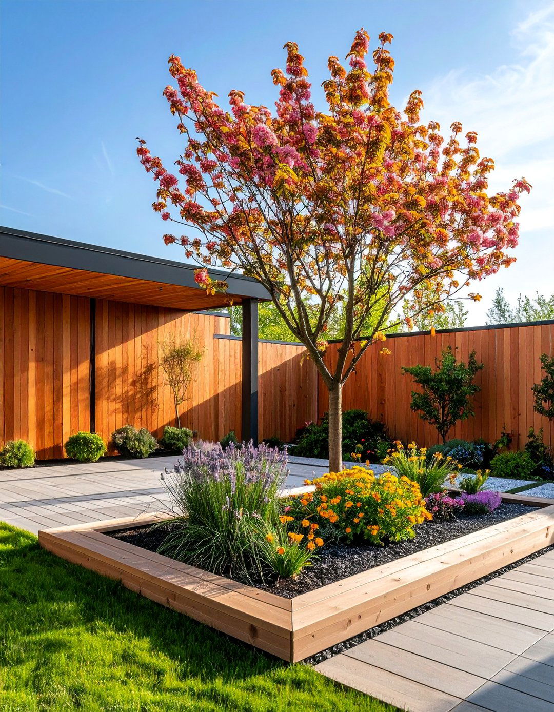 Modern Minimalist Garden with Horizontal Slat Fencing - 25 Secret Garden Ideas