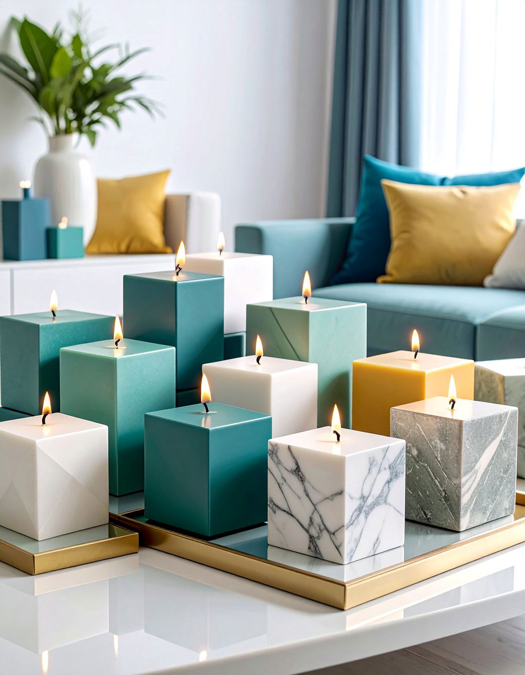Modern Minimalist Geometric Candle Arrangement - 25 Decorating With Candles