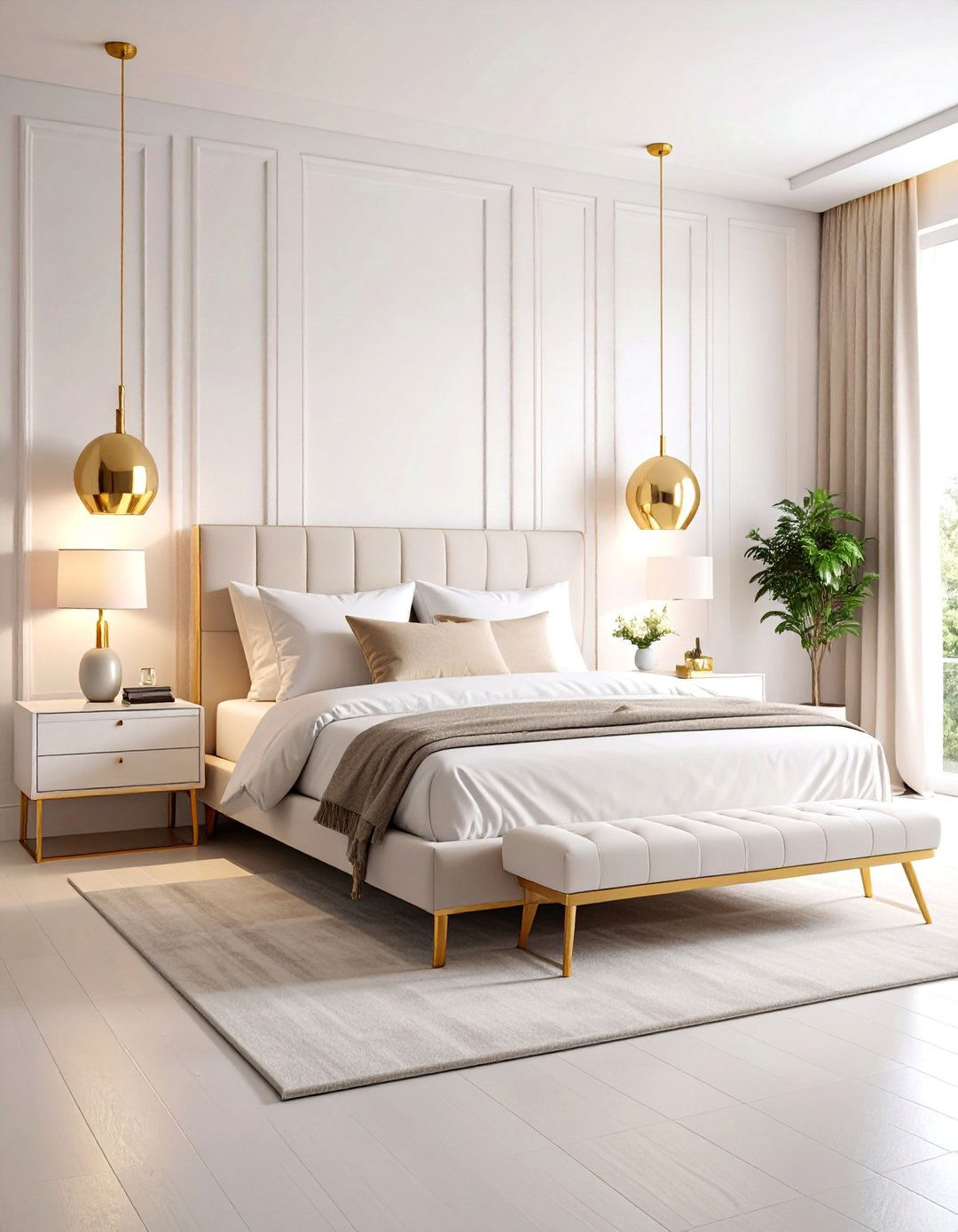 Modern Minimalist Gold Accent Bedroom - 25 Gold Bedroom Ideas
