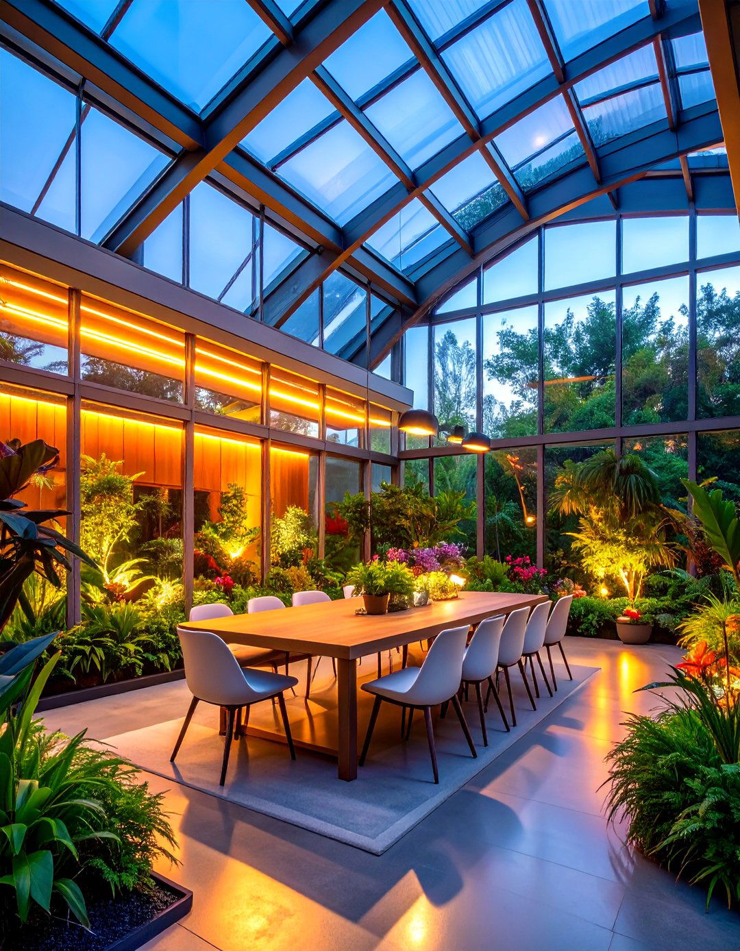 Modern Minimalist Greenhouse Dining Space - 25 Greenhouse Dining Room Ideas
