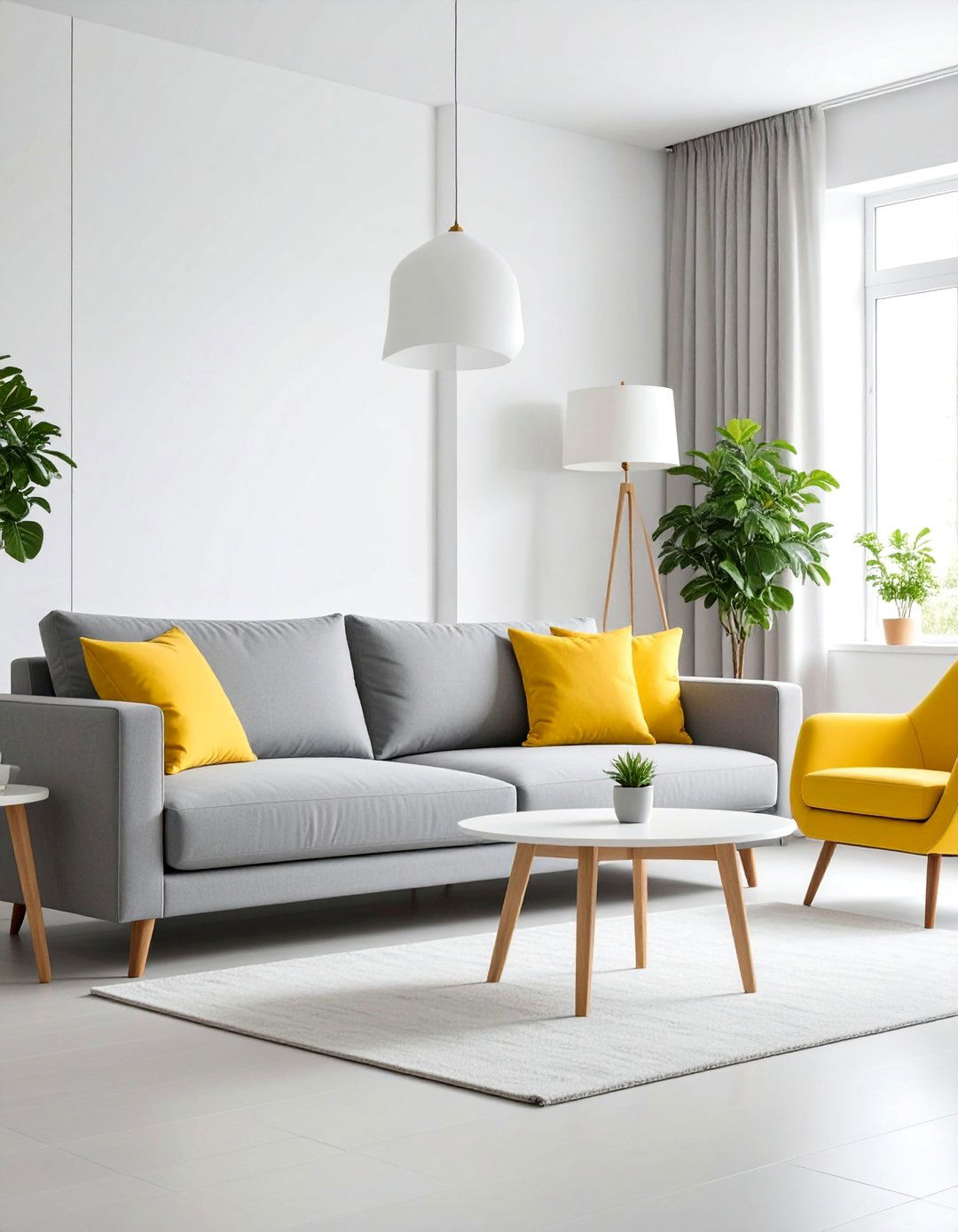 Modern Minimalist Grey and Yellow Living Room - 25 Grey and Yellow Living Room Ideas