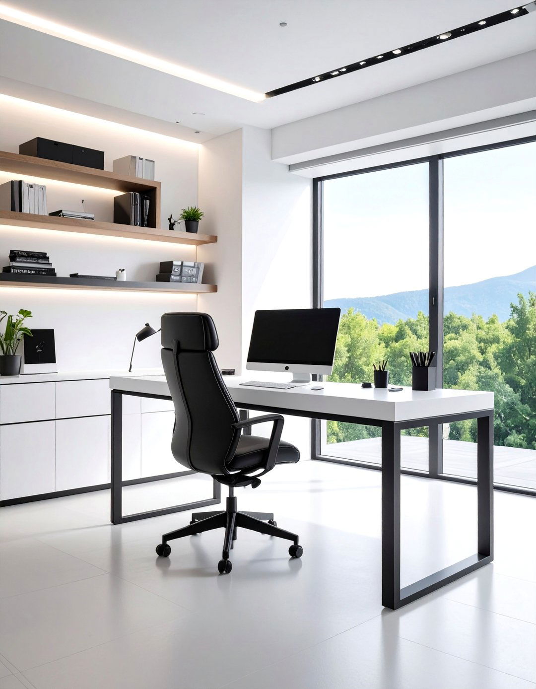 Modern Minimalist Home Office with Clean Lines - 25 Home Office Ideas for Him