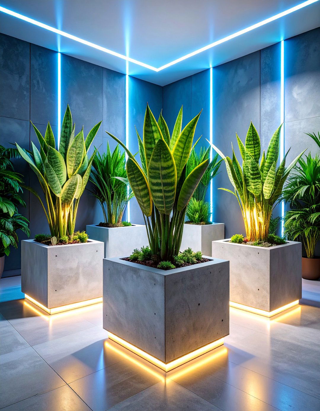Modern Minimalist Indoor Garden with Geometric Planters - 25 Indoor Garden Ideas