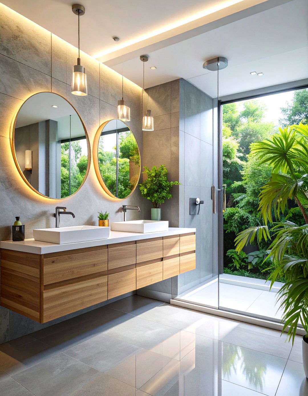 Modern Minimalist Jack and Jill Bathroom with Floating Vanities - 25 Jack and Jill Bathroom Ideas